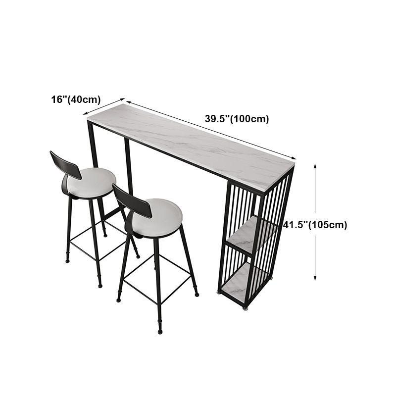 White Marble Kitchen Counter-height Pub Table Rectangle Bar Dining Table