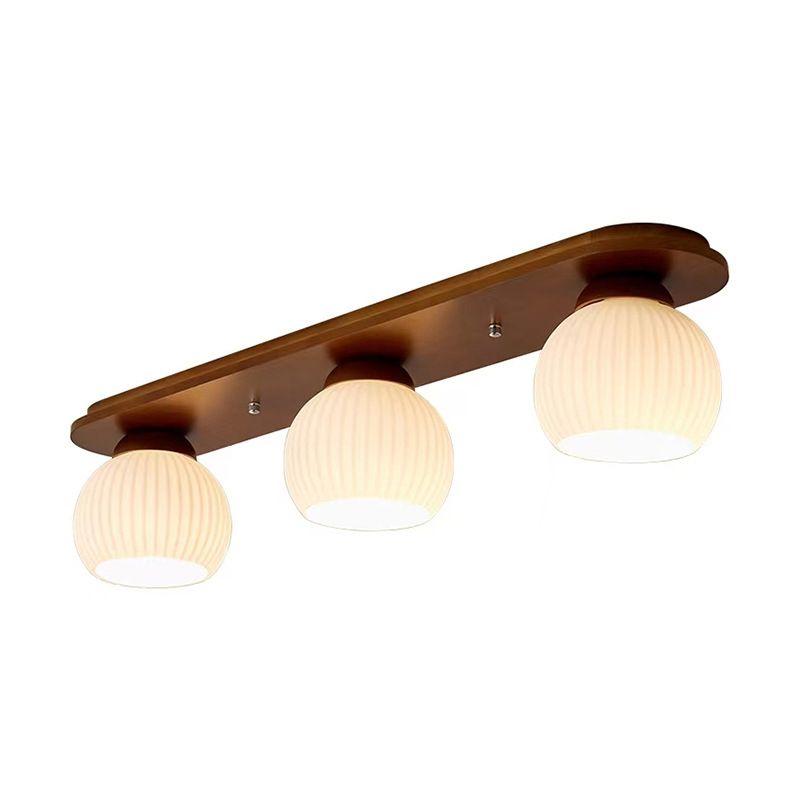 Drum Shape Glass Flush Ceiling Light Modern Multi Lights Flush Mount Light Fixture