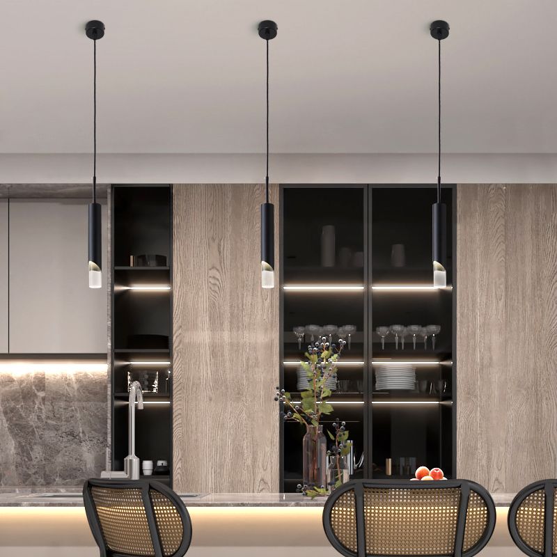 Aluminium Cylindrical LED Pendant Light in Modern Concise Style Acrylic Hanging Lamp for Interior Spaces