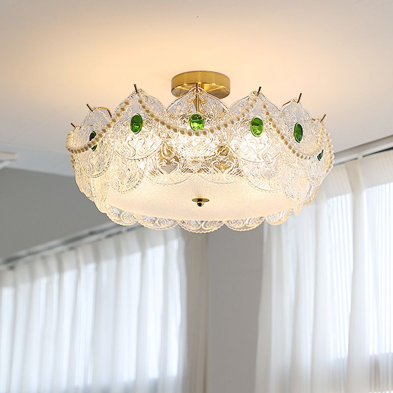 5-Lights Modern Style Flush Mount Glass Ceiling Light for Living Room