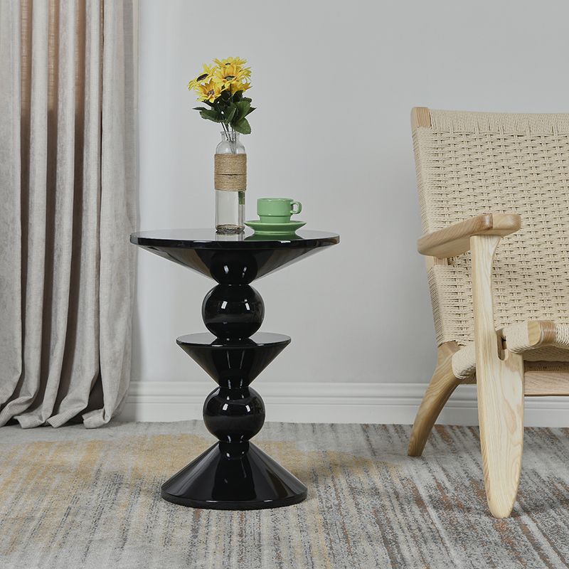 Contemporary End Table Wood Pedestal Round Living Room Side End Table