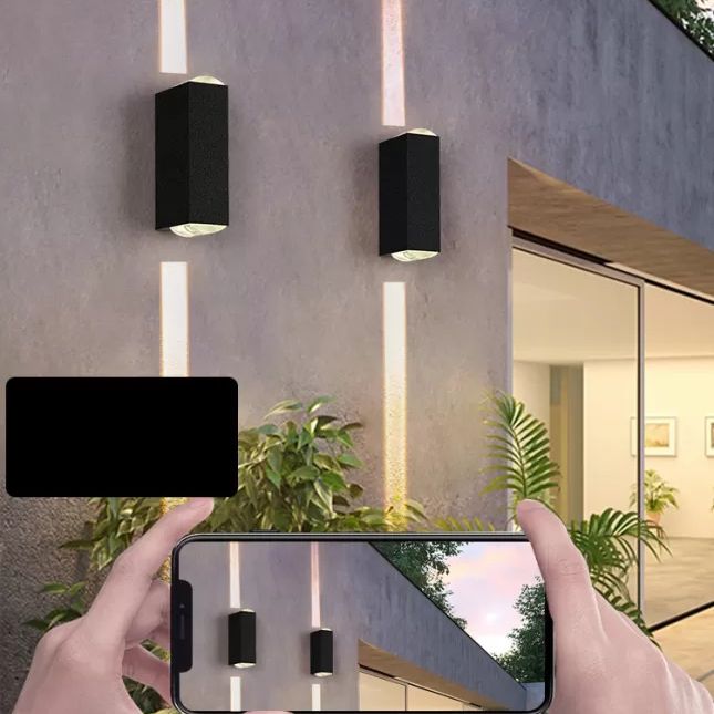 7.5" H Outdoor Waterproof LED Wall Sconce 2-Lights Modern Style Aluminum Alloy Courtyard Corridor Wall Light in Frosted Black