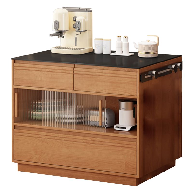 Modern Pine Wood Rectangle Kitchen Island Table for Dining Room