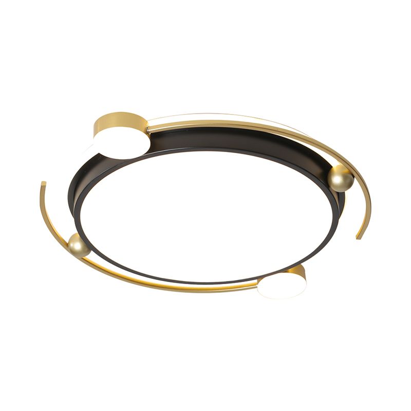 Black-Gold Round Ceiling Light Fixture Contemporary LED Acrylic Flushmount Lighting