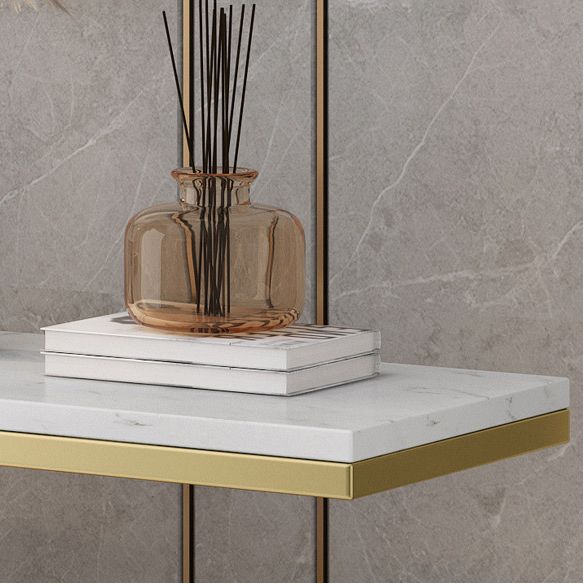 Glam Accent Table Antique Finish Console Sofa Table in Marble