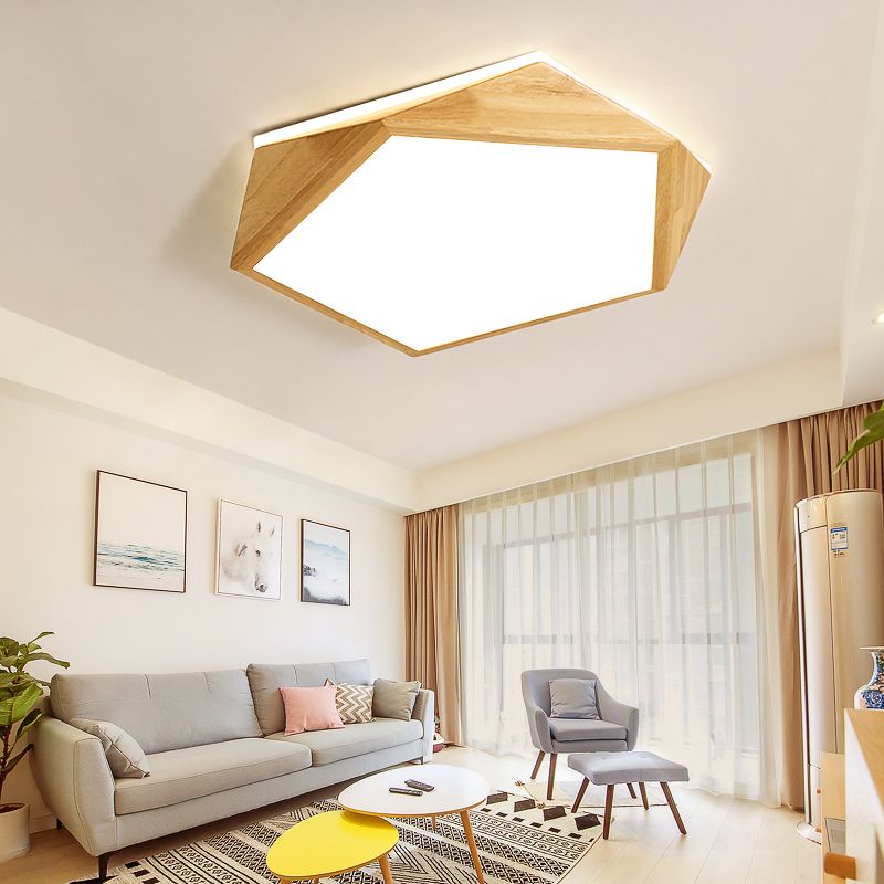 Wooden Flush Mount Ceiling Lighting Fixture Modern LED Ceiling Light for Bedroom