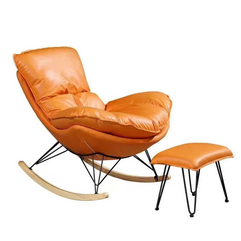 Simple Faux Leather Rocker Chair Plain Rocking Chair with Removable Cushions