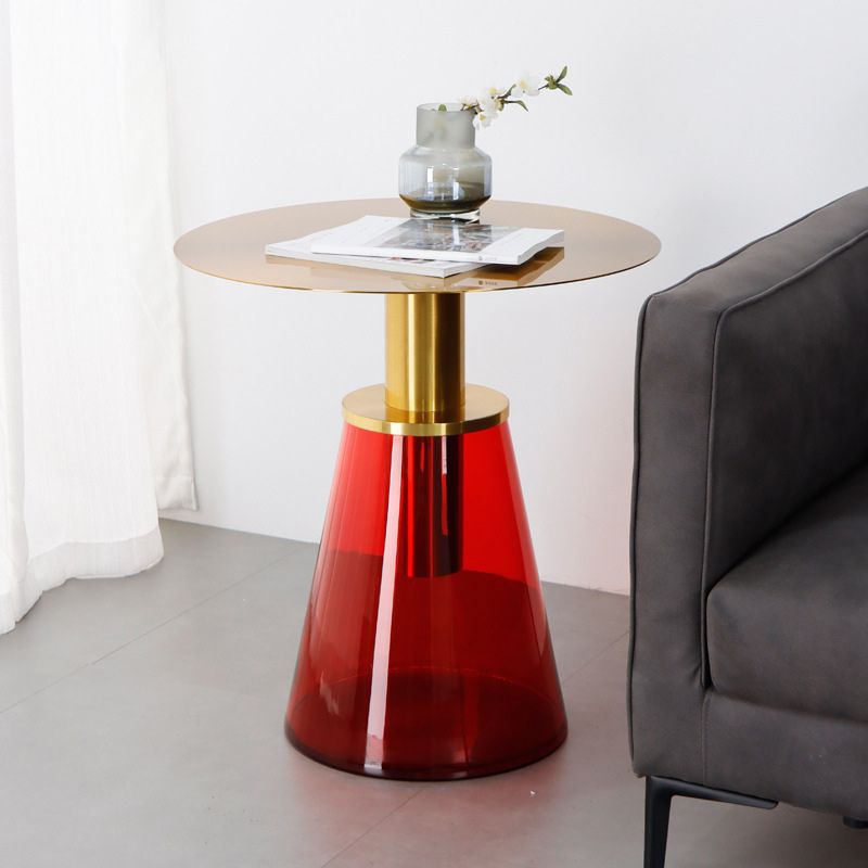 25.2" Tall Contemporary Style Side End Table Glass Pedestal Round Sofa Side Accent Table