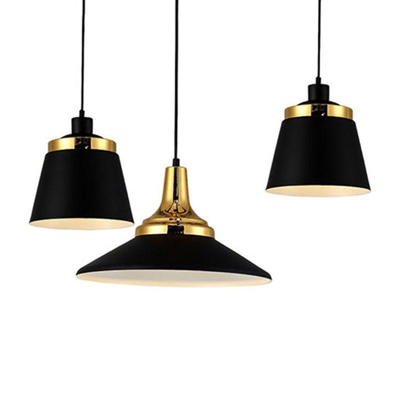 Black and Gold Shaded Pendant Lamp Nordic 1-Light Metal Ceiling Light for Dining Room