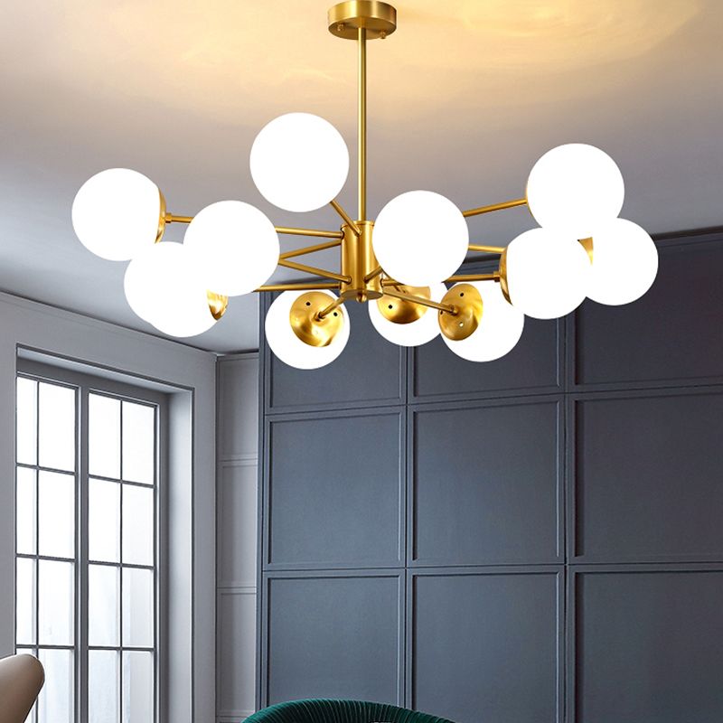 Modern Chandelier Light Fixtures Multi-Head Living Room Hanging Pendant Lamps with Glass Shade