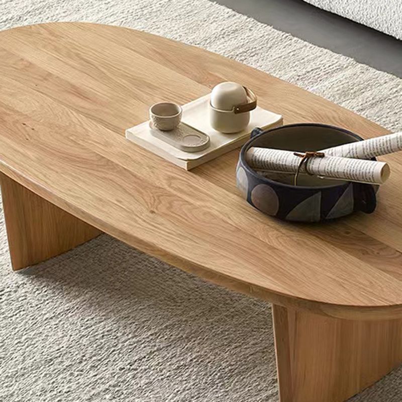 Modern Solid Wood Coffee Table Oval Sled Coffee Table for Living Room