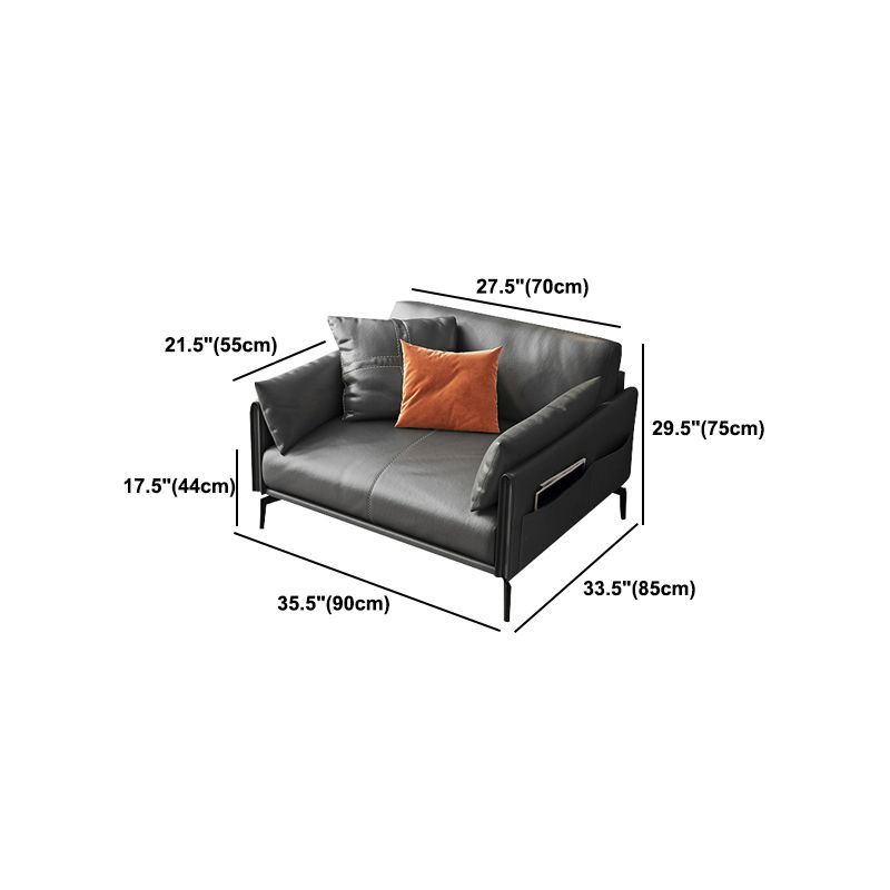 Faux Leather Sofa 33.46 " D x 30.70" H Square Arm  Sofa for Living Room