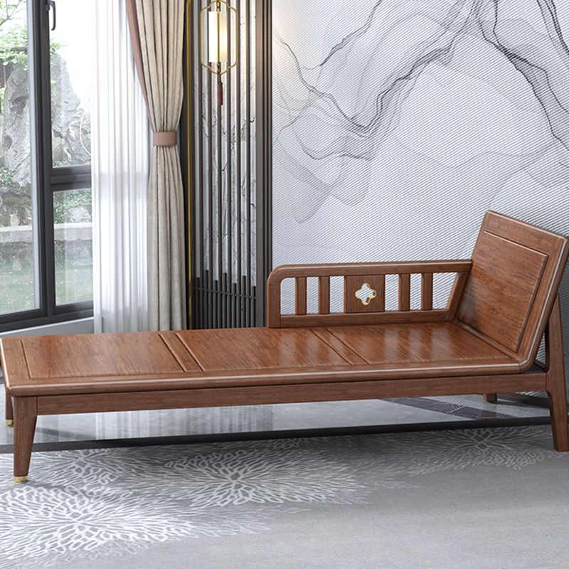Walnut Slipcovered Cotton Blend Chaise Lounge Couch with Square Arms