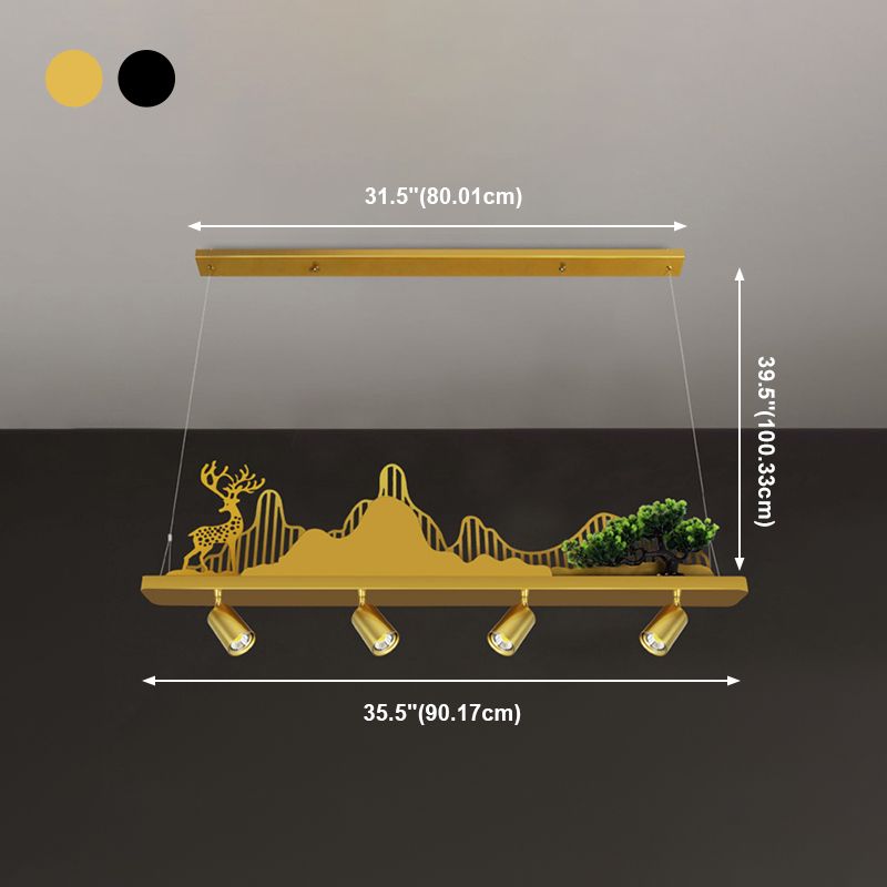 Geometry Shape Island Lights Modern Style Metal Island Lighting in Gold