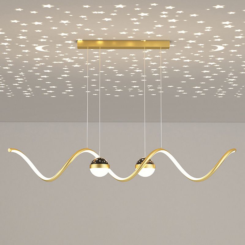 Modern Style Ribbon Shape Island Pendants Metal Pendant Lights for Dining Room