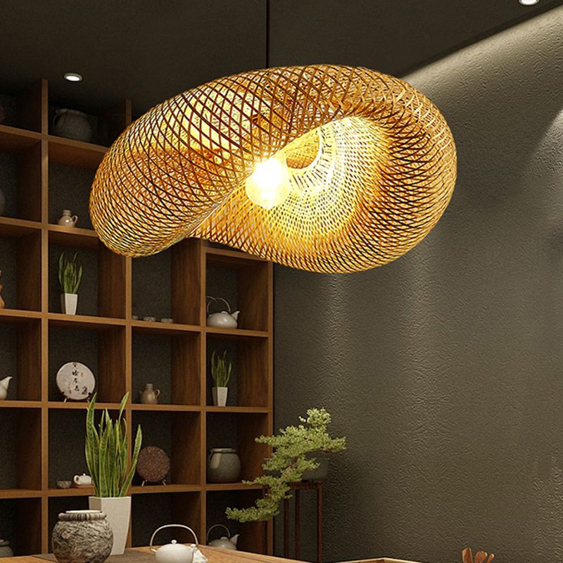 Bamboo Art Hanging Light Contemporary Household Pendent Lighting Fixture for Dining Room