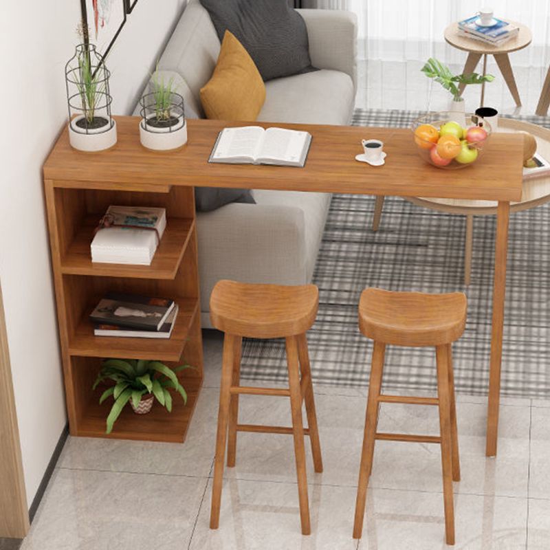 Brown Bar Stool and Table Set 1/3 Pieces Solid Wood Pub Dining Set