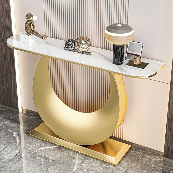 Glam Stone Accent Table Scratch Resistant Sofa Console Table for Hall