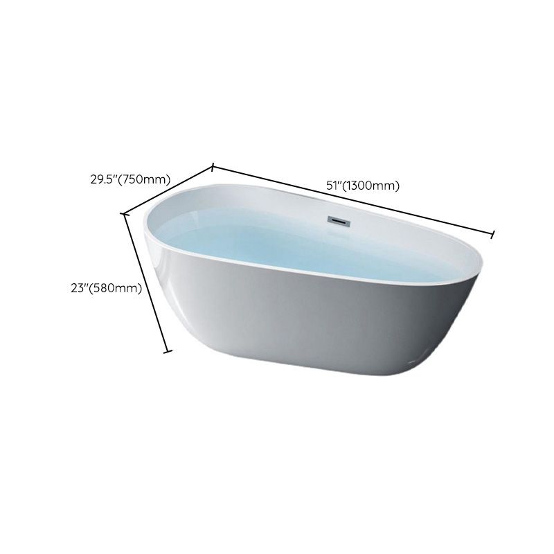 Modern Acrylic Bath Oval Freestanding Soaking White Back to Wall Bathtub