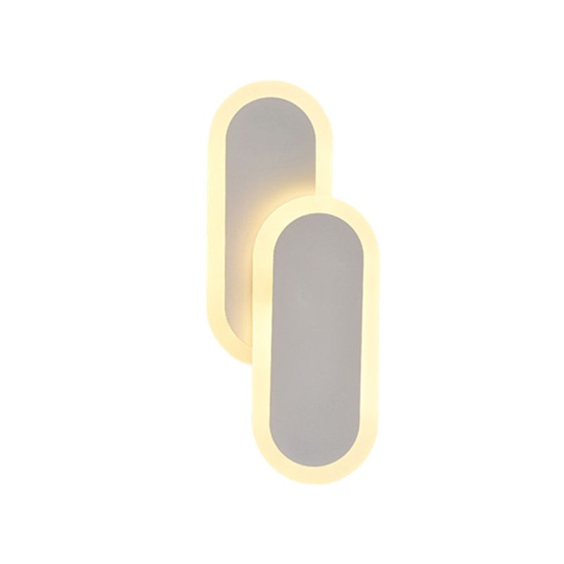 11"/14.5" H White/Black Dual Oval Sconce Modernist LED Acrylic Wall Light Fixture in White/Warm Light