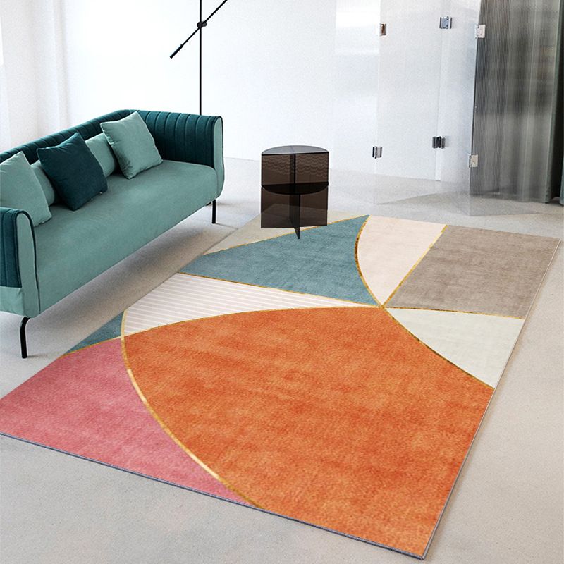 Orange Modern Carpet Polyester Color Block Carpet Non-Slip Backing Carpet for Living Room
