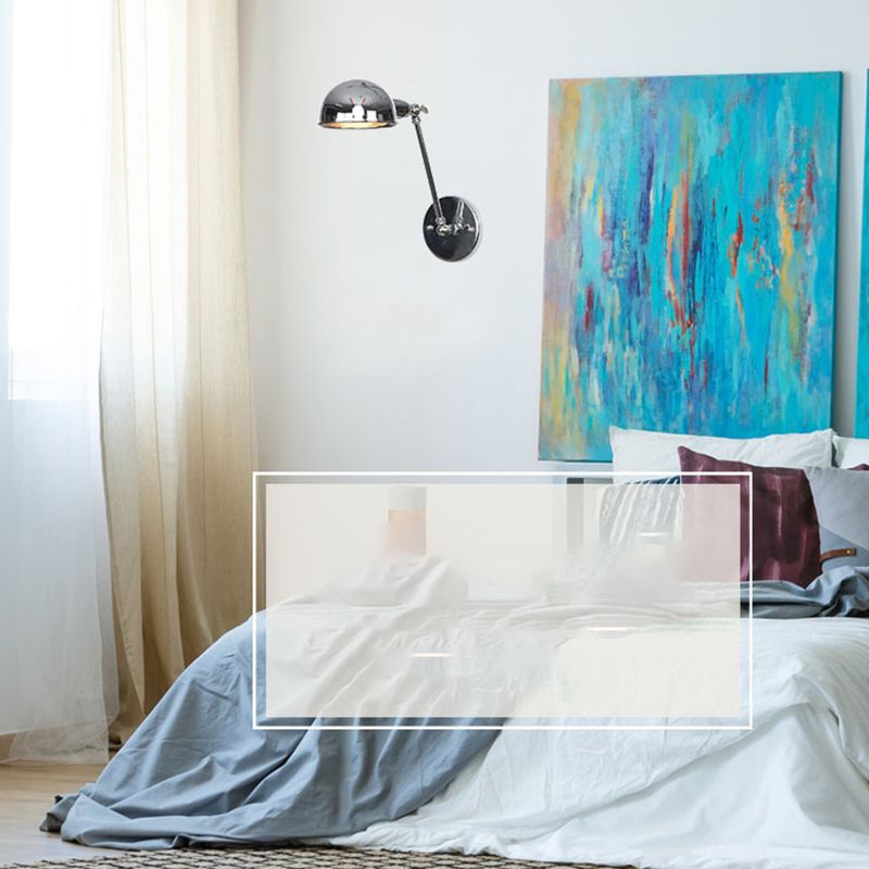 American Style Metal Wall Light Chrome Adjustable Wall Sconce for Bedroom