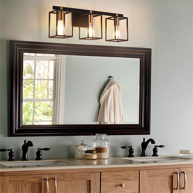 Black 1/2/3/4-Light Modern Bathroom Vanity Light Metallic Bath Bar