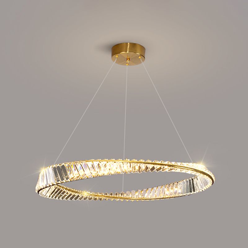 Twist Circular Carousel LED Pendant Lamp Modern Minimalist Prismatic Crystal Living Room Hanging Ceiling Light