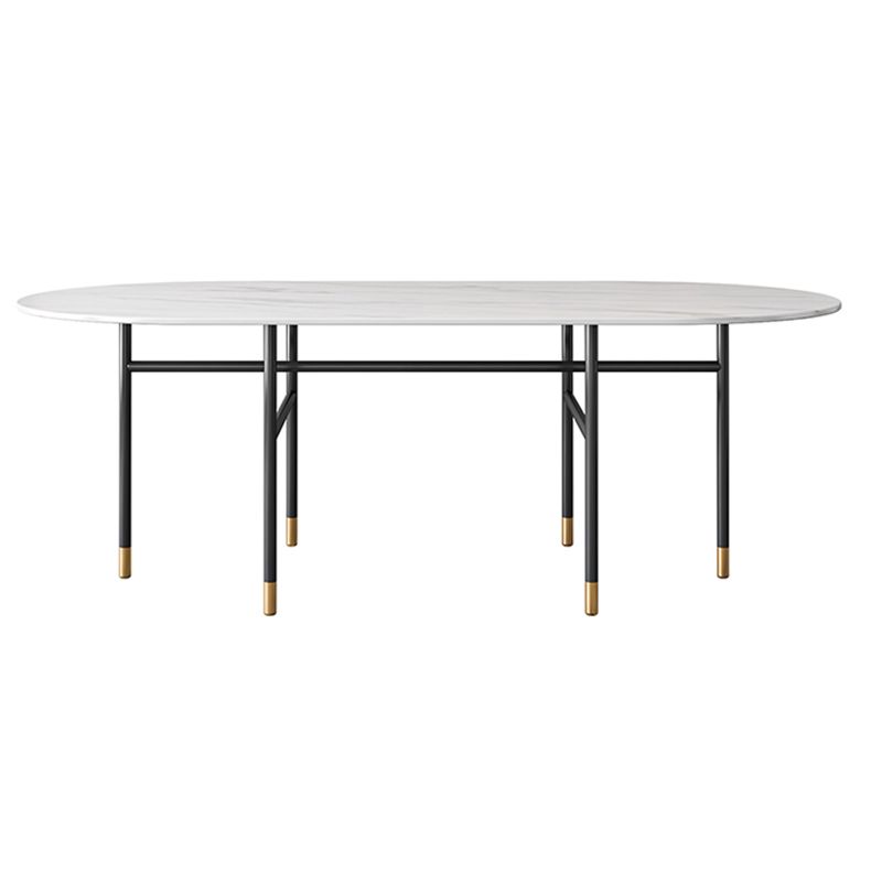 Contemporary Oval Dining Table Stone Dining Table with Iron Base