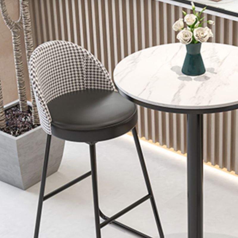 Industrial Leather Counter-height Stool Footrest Shop Dining Stool with Metal Base