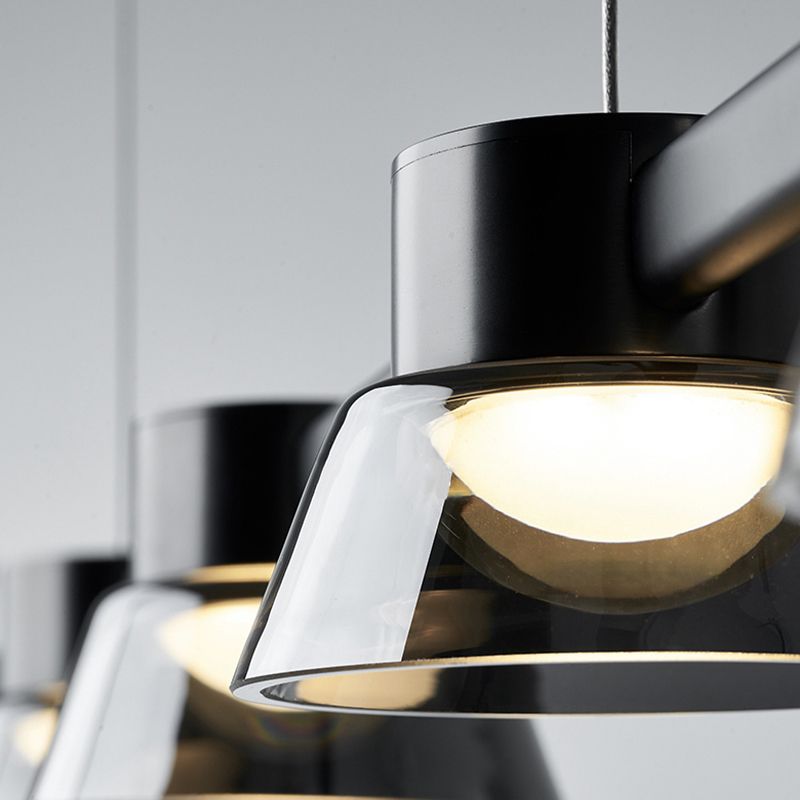 Linear Contemporary Glass Multi Lights Island Light in Black