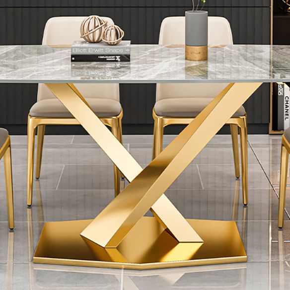 Modern Style Sintered Stone Kitchen Set with Table and Upholstered Chairs