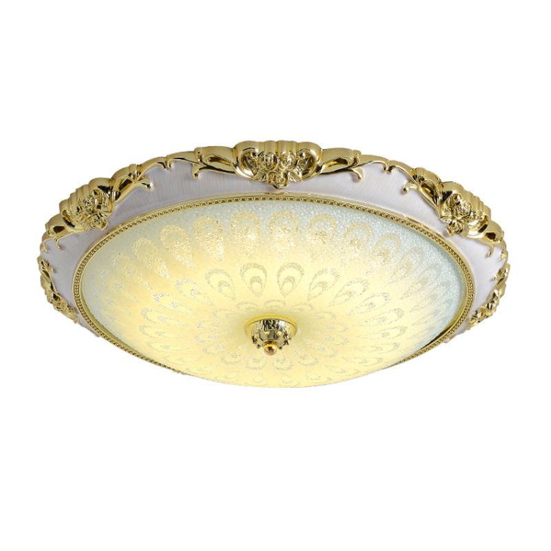 Lampada da soffitto a LED in vetro opale con cupola anticata da 12"/16"/23,5" in oro per camera da letto