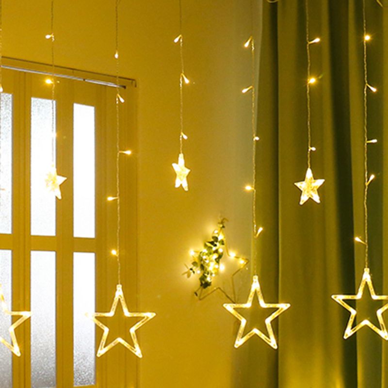 Star Shaped Battery String Lamp Art Decor Clear LED Curtain Fairy Lighting for Bedroom