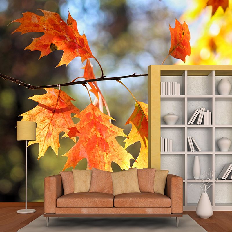 Fall Leaves Mural Wallpaper Moisture Resistant Wall Decor for Sleeping Room