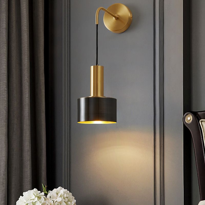 1 Light Cylinder Wall Sconce Modern Style Metal Sconces for Bedroom