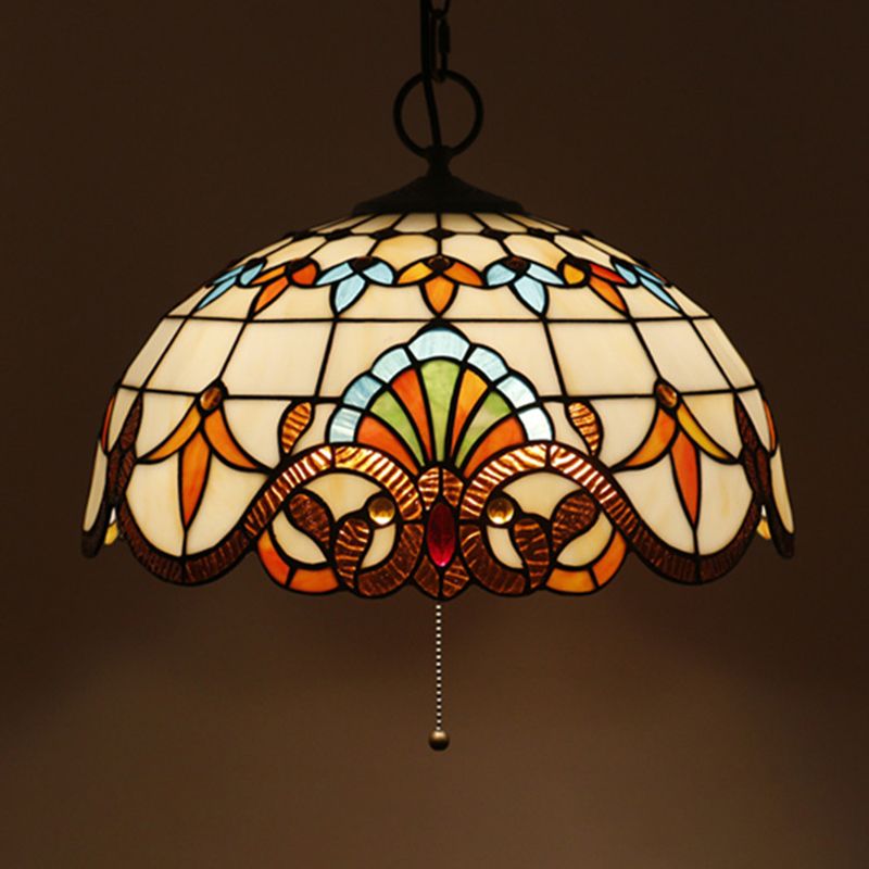 Lámpara de colgante de vidrio cortado en el tazón victoriano victoriano de 3 luces para el techo colgante para el comedor