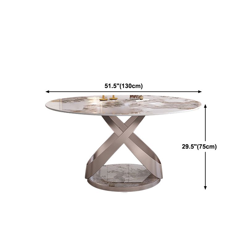 Contemporary Round Pedestal Dining Table Stone Matte Finish Table