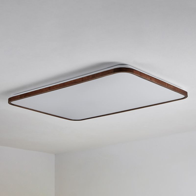 Walnut Wood Geometric Flush Mounted Light Modern Dark Brown LED Flush Light Fixture