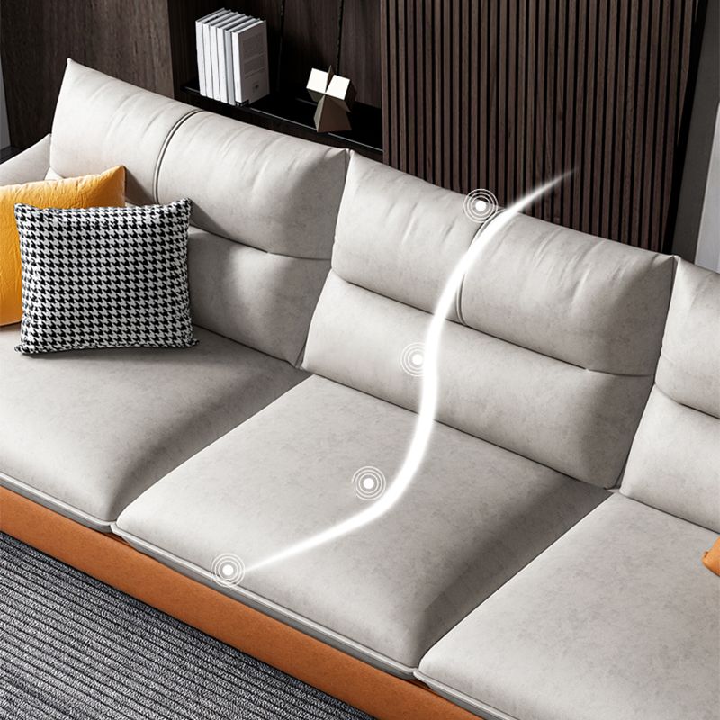 Cream Faux Leather High Back Pillow Top Arm Sofa/Sectional with Stain-Resistant