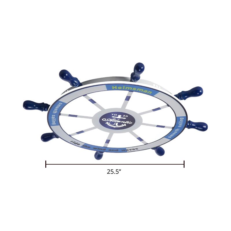 Rudder Chambre à coucher LED Flush Mount Lighting Wood Kids Style Flush Mount Ceiling Light in Blue