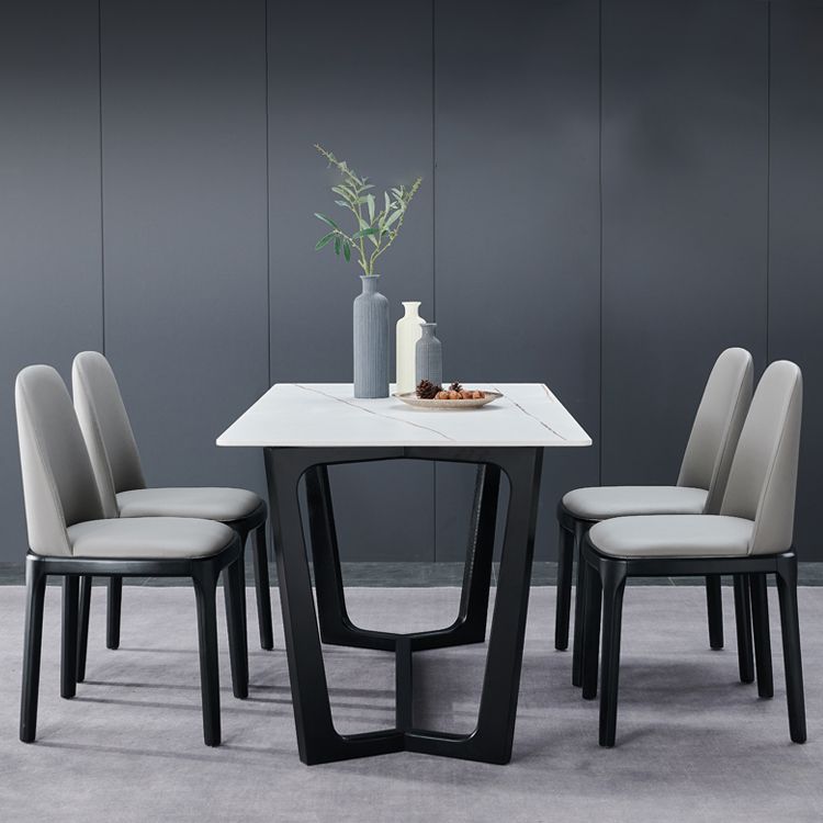 Contemporary Style Leather Chair Wooden Parsons Armless chair for Dining Room
