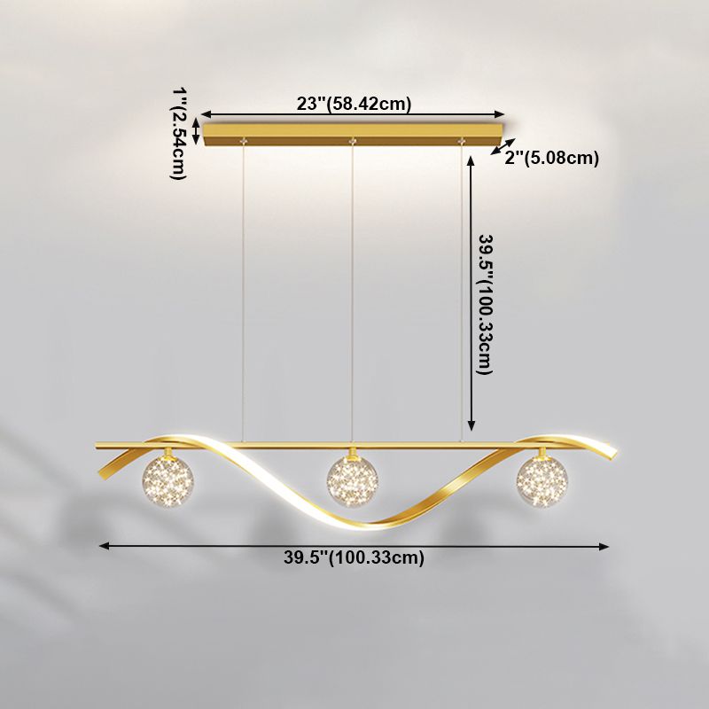 4 Light Sphere Island Light Fixture Contemporary Glass Island Chandelier in Gold