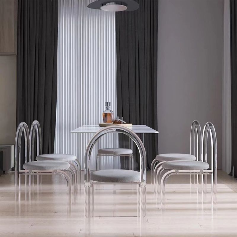 Sintered Stone Dining Table White Modern Dining Table with Acrylic Base