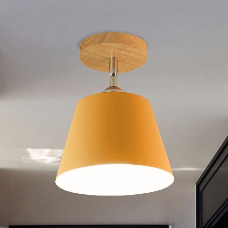 1 Licht Tapered Semi Flush Hanglamp Modernisme Grijs/Roze Metaal en Houten Verstelbare Plafondlamp