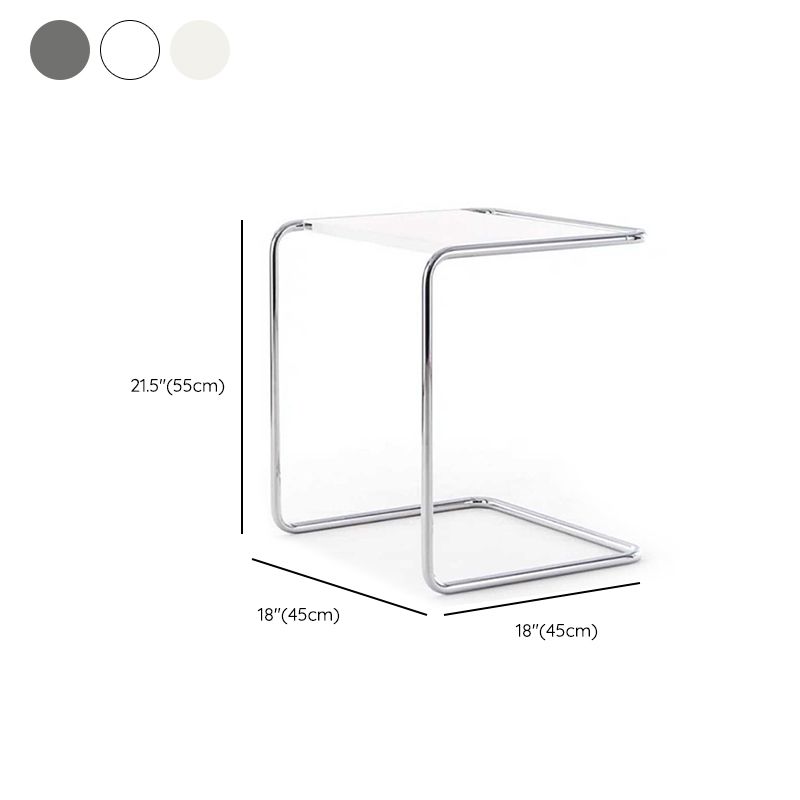 17.7" W Modern C Side Table Rectangular Glass/Wood Top End Table