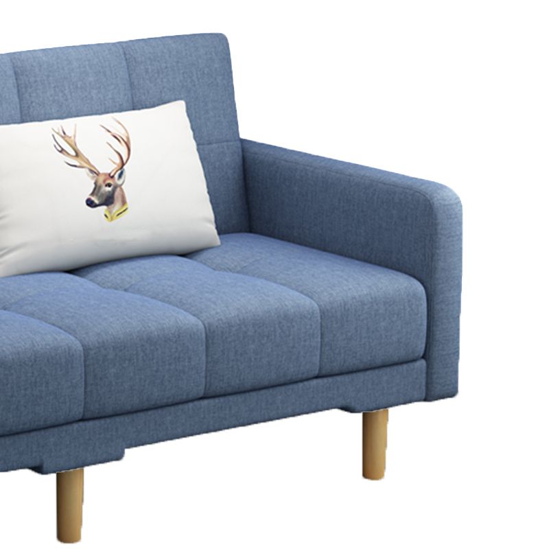 Contemporary Biscuit Back Standard Square Arm Fabric Stationary Sofa
