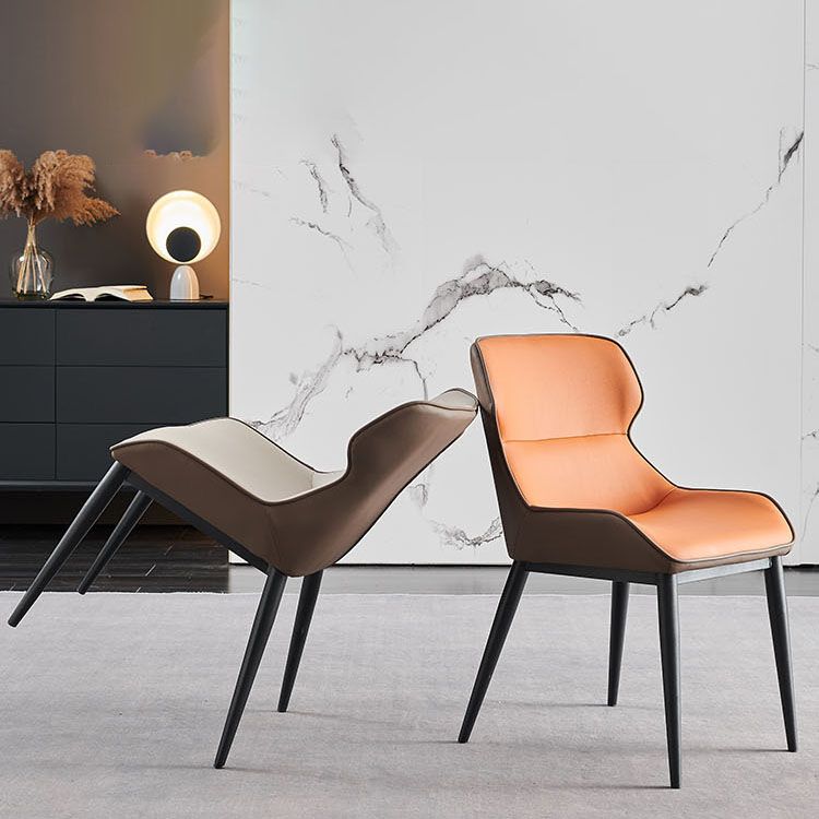 Contemporary Dining Wingback Side Chairs Arm Chair with Metal Legs for Kitchen