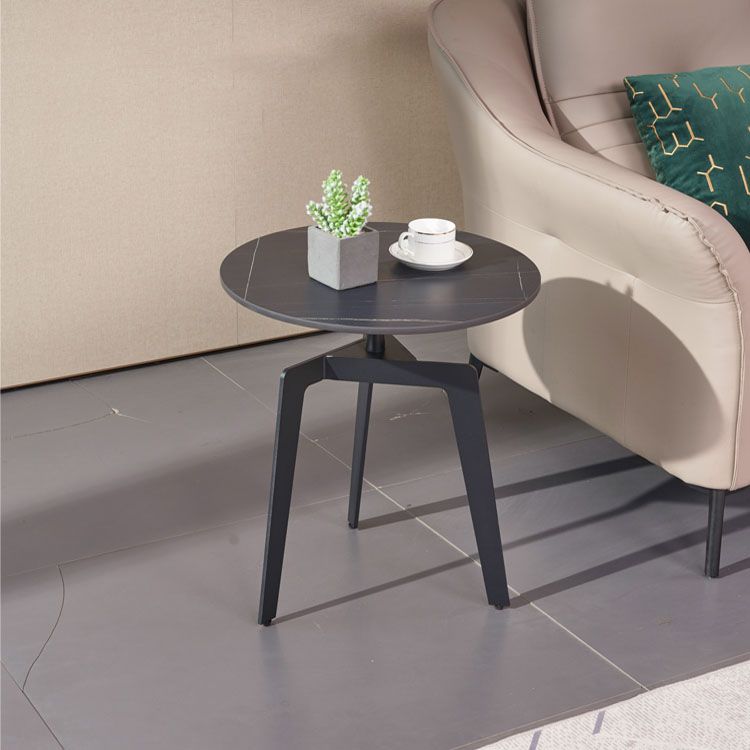 21.65" /23.62" Tall Steel 3 Legs End Table Modern Round Slate Top Side Table