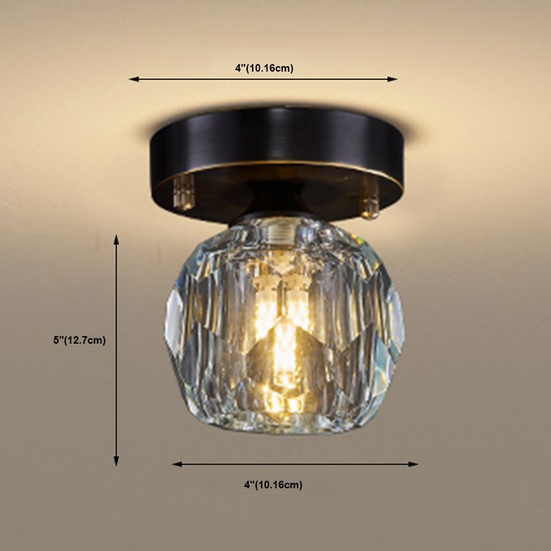 Globe Crystal Close to Ceiling Lighting Minimalist Style Ceiling Mounted Fixture